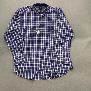Tailorbyrd Collection Shirt Mens Large Purple Plaid 100% Cotton Button Up